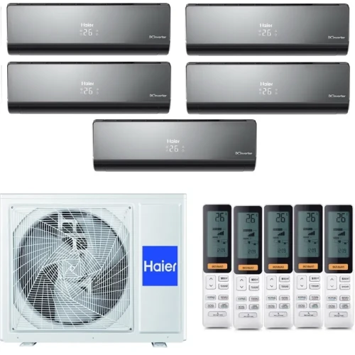 Мульти сплит-системы на 5 комнат Haier 5U90S2SS5FA / AS25S2SF3FA-B - 5шт. Комплект Flexis Black