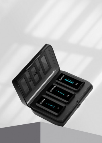 Boya BY-XM6-K2 Компактный двухканальный беспроводной микрофон с зарядным кейсом (Черный)