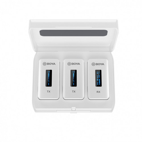 Boya BY-XM6-K2W Компактный двухканальный беспроводной микрофон с зарядным кейсом (Белый)