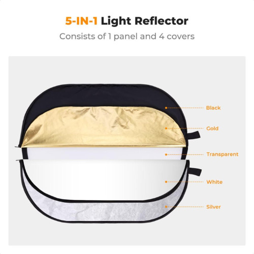 Комплект отражателей K&F Concept 5-in-1 Oval Foldable Reflector 100x150см