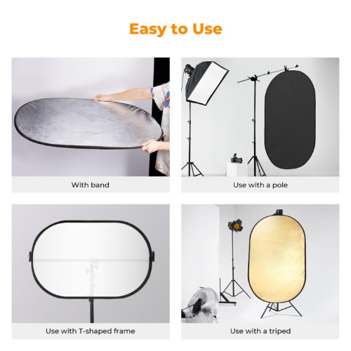 Комплект отражателей K&F Concept 5-in-1 Oval Foldable Reflector 100x150см