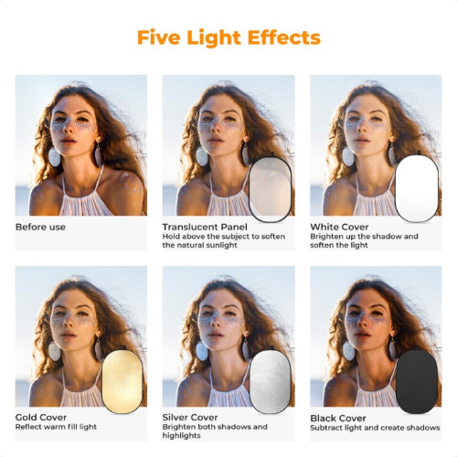 Комплект отражателей K&F Concept 5-in-1 Oval Foldable Reflector 100x150см
