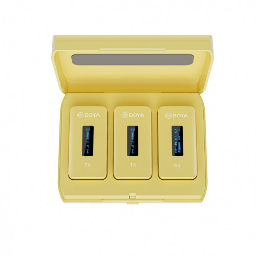Boya BY-XM6-K2Y Компактный двухканальный беспроводной микрофон с зарядным кейсом (Желтый)