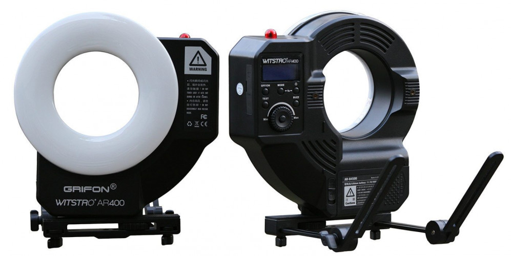 Grifon LED-осветитель AR-400 (кольцевой) + импульсная вспышка (400Дж), дисплей, USB-вход, зарядное уст-во