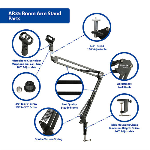 Phottix 99930 AR35 Boom Arm Stand кронштейн-крепление для легких камер освещения и микрофонов