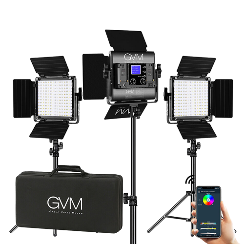 Комплект осветителей GVM 800D-RGB (3шт + софтбоксы)