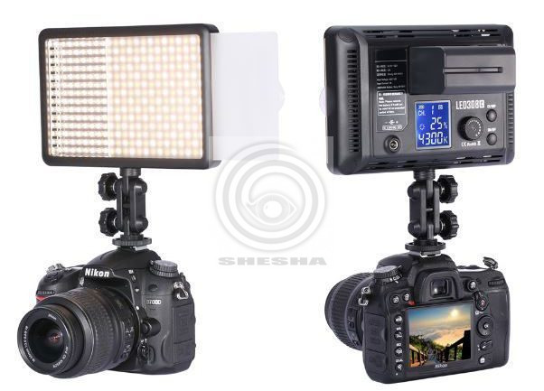 Grifon LED-осветитель LED-308C для фотокамеры (308 диодов), дисплей, без пульта дистанционного управления, Т=3300-5600К