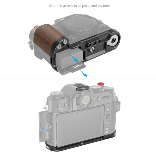 Площадка с рукояткой SmallRig Wooden для Fujifilm X-T50 Чёрная