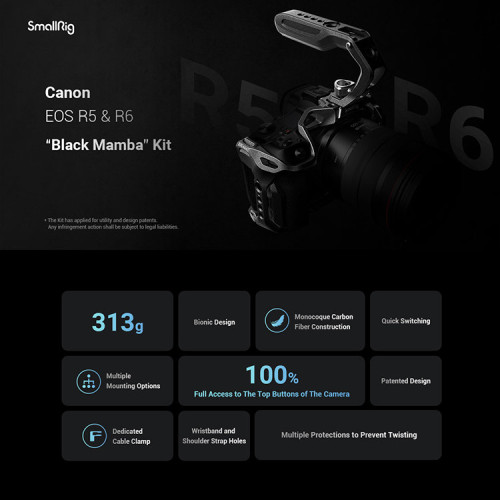 Клетка SmallRig 3234B "Black Mamba" для Canon R5/R5C/R6