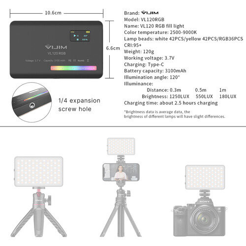 Осветитель VIJIM VL120 RGB Чёрный