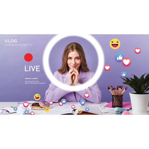 Осветитель кольцевой Momax: V.LOG Livestream Ring Light 12"