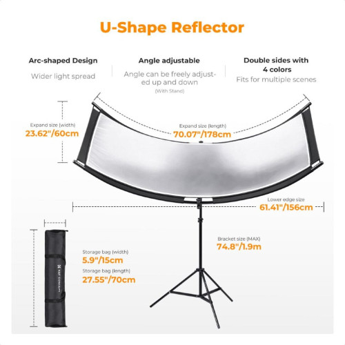 Комплект отражателей K&F Concept U-Shape Reflector 180x60см