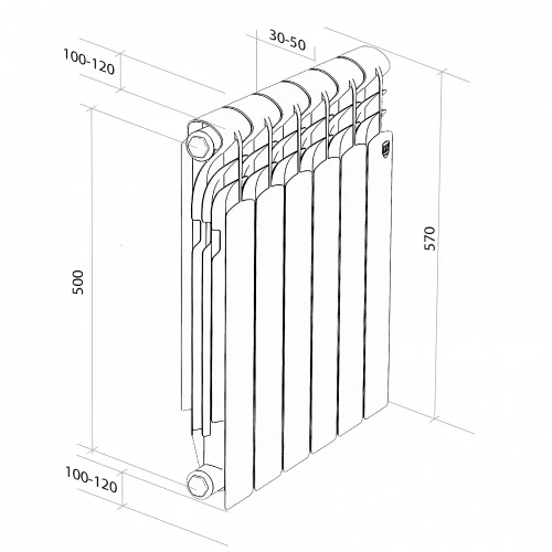 Радиатор алюминиевый Royal Thermo Revolution A 500 - 4 секц. Revolution A 500