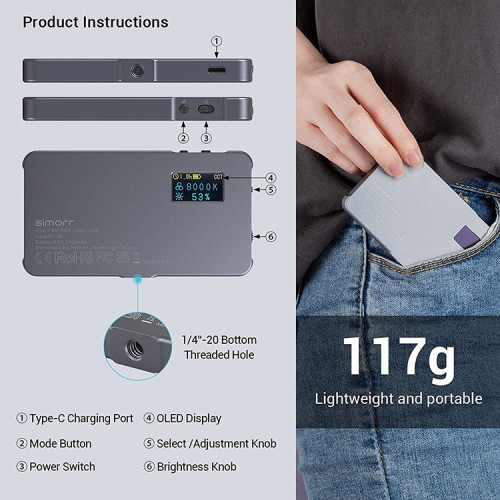 Осветитель simorr 3489B Vibe P96L RGB