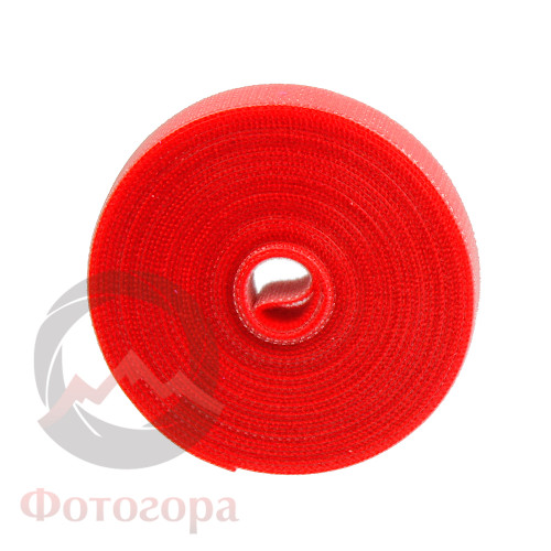Fotokvant Tape-27R текстильная лента-липучка для организации проводов в студии красная